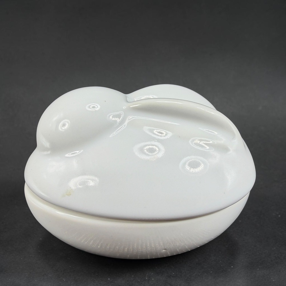 Pottery Barn Easter White Ceramic Bunny Rabbit Small Canister‎ Lidded Candy Dish